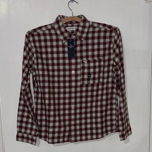 Abercrombie Kids Red and White Plaid Button-Down Shirt-NWT